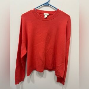 J Crew Sweater Womens XL Cotton Crewneck Salmon Pink Long Sleeve Preppy Academia